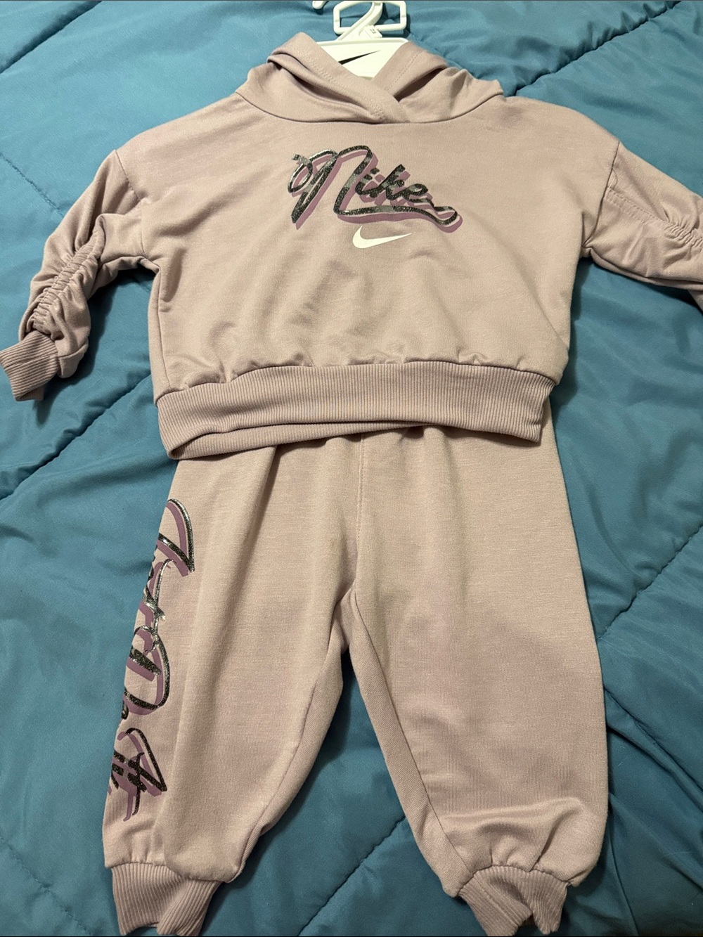 Nike Lilac Kids Hoodie & Joggers Set with White Swoosh